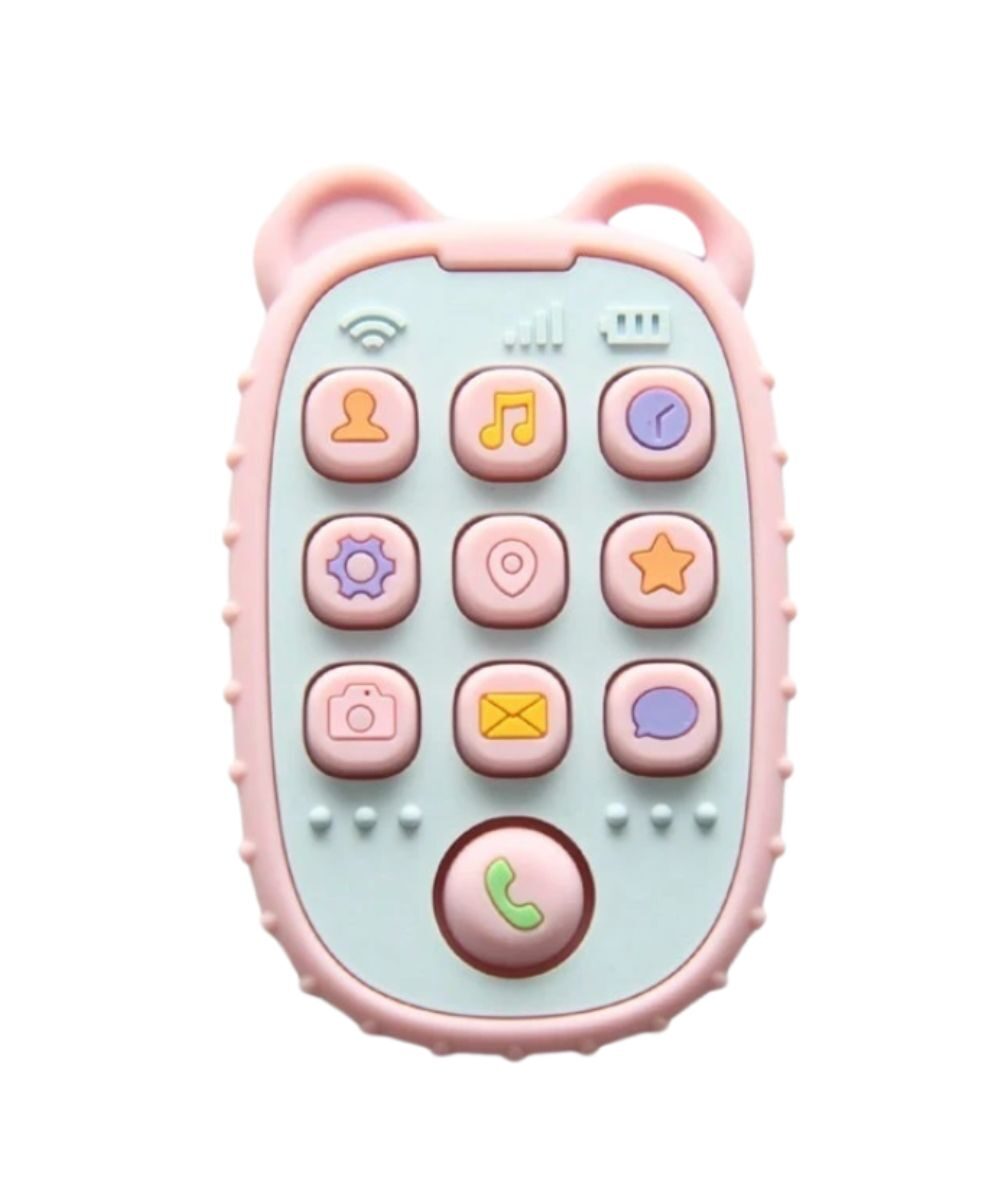 Teether telefonico in silicone, rosa, 1 pz.